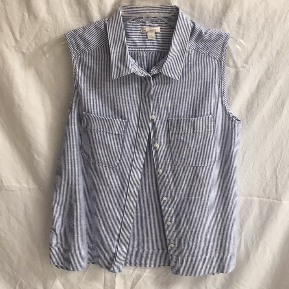 Striped Sleeveless Cotton Shirt